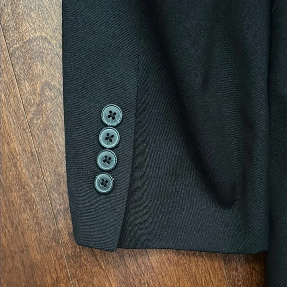Pronto Uomo Black 100% Wool Blazer, Classic Style, Size 44 Short/38 Waist